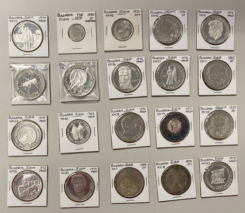 BULGARIA: LOT of 20 coins, including silver coinage from 1884 to 1980, most of w...