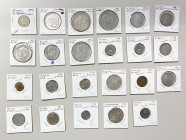 EUROPE: Various, LOT of 23 coins, including Albania (2 pcs), Austria (2), Belgium (3), Bulgaria (1), Croatia (1), Czechoslovakia (1), Danzig (3), Denm...