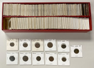 FRANCE: LOT of 257 coins, including ecus from 1727 to 1779 (27 pcs), a variety of early silver and copper coins and a larger number of more modern bas...