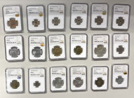 FRANCE: LOT of 18 NGC-certified coins, all but one MS63 or higher, 5 with gold WINGS stickers (marked *), including WWI Notgeld: Besançon 1917 10 cent...