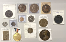 FRANCE & ITALY: LOT of 14 medals, including France: (1930) Société Canine du Midi AE plaque, ND Napoleon III/Eugenie AE medal by Caqué, 1686 Chambres ...