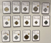 FRENCH COLONIES: LOT of 14 NGC certified coins, most MS64-66, all but 2 in MS conditions, 5 with gold WINGS stickers (marked *), including Algeria (Bô...