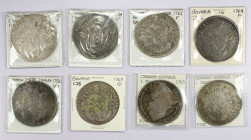 BAVARIA: Maximilian III Joseph, 1745-1777, LOT of 8 silver Madonna thalers, 1754, 1755, 1758, 1760, 1762, 1764, 1765, and 1769; grading F-VF on averag...