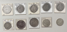 BAVARIA: LOT of 10 coins, including ½ thaler (1 pc), 1 thaler (7) and 2 thaler (2), with a variety of types, Fine to AU; one of the 2 thaler coins has...
