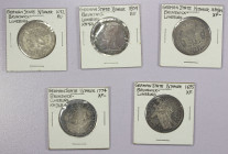BRUNSWICK-LÜNEBURG: LOT of 5 coins, including 5 silver 1/3 thaler coins featuring Saint Andrew with his cross, dated 1690, 1692, 1695, 1774 and 1804; ...