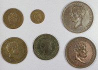 NAPLES: LOT of 6 coins, including ½ tornese 1835, 2 tornesi 1852, 5 tornesi 1819 & 1843, and 10 tornesi 1859 - one of Francesco II and one of Ferdinan...