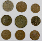 ITALIAN STATES: LOT of 9 coins, including 3 of the Austrian occupation of Lombardy-Venetia: 5 centesimi (2 pcs) & 3 centesimi (1), Gorizia 1 soldo 176...