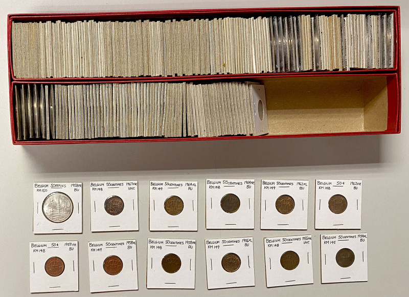 NETHERLANDS: LOT of 221 coins, including 97 coins of Belgium and 124 of the Neth...