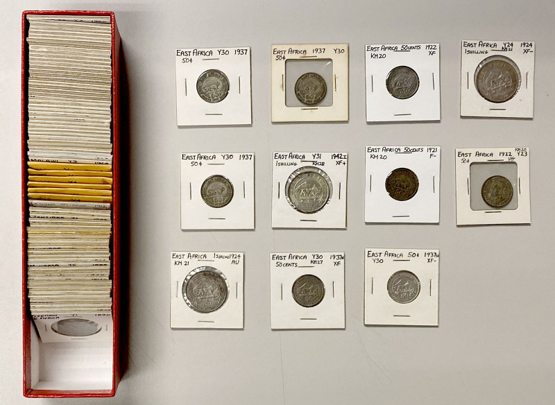 AFRICA (NORTH): LOT of 80 coins, group includes a wide mix of base metal and sil...