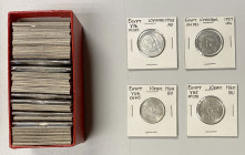 EGYPT: LOT of 38 coins, including 11 coins from British Egypt (1916-17), 14 from the Kingdom and 13 from the Republic, all silver, with many crown-siz...