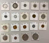 ETHIOPIA: LOT of 19 coins, 10 silver coins from 1897 to 1903, including 2 crowns and a ¼ birr in choice AU, and 9 others; retail value $500, lot of 19...