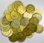 GERMAN EAST AFRICA: Wilhelm II, 1888-1918, LOT of 39 brass 20 heller coins, type KM-15a, dated 1916 and struck at Tabora; Obverse A with Reverse A (6 ...