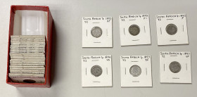 SOUTH AFRICA: LOT of 30 coins, Zuid-Afrikaansche Republiek issues (1892-98), including 3 pence (8 pcs), 6 pence (4), shilling (7), 2 shillings (5), an...