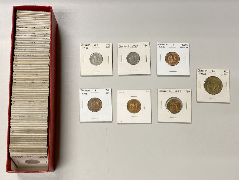 JAMAICA: LOT of 82 coins, including base metal coinage, with many from the Victo...