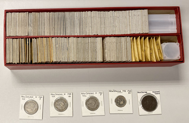 NEW ZEALAND: LOT of 255 coins, including a large number of BU pre-decimal minors...