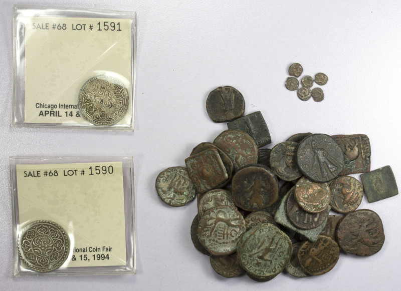 ASIA: LOT of 42 coins, a diverse lot of Bactrian, Indo-Greek and Kushan coppers,...