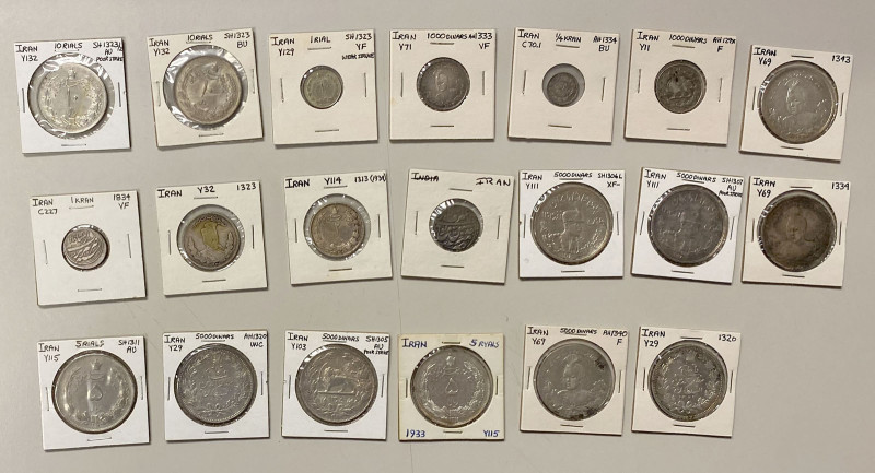 IRAN: LOT of 20 coins, exclusively silver coins, 10 of which are crowns, predomi...