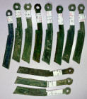 WARRING STATES: State of Yan, ca. 400-220 BC, LOT of 11 AE knife money, "Ming Dao" type, with various reverse characters, all attributed with Hartill ...