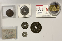 CHINA: LOT of 7 items, a very diverse group of Northern Song dynasty cash coin (1), Qing Xian Feng 10 cash Szechuan (1), Chinese zodiac charm (1), Kor...