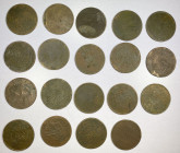 HONAN: Republic, LOT of 19 copper 50 cash coins, mixture of types Y-394 and 394.1, average VG to Fine condition, but all with some weakness; retail va...