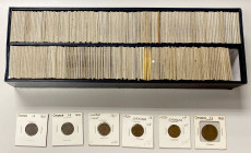 WORLDWIDE: LOT of 275 coins and tokens, including coins of revolutionary Mexico (28 pcs), Sweden, Spain, Canadian Tokens (25), Canadian large and smal...