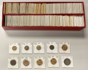 WORLDWIDE: LOT of 270 coins, including mostly modern coins of Mexico, including several BU items, and a 1954 no dot 5 centavos in essentially UNC; ret...