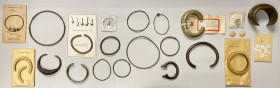 WORLDWIDE: LOT of 22 ethnographic currencies, including 6 open bronze bracelets (with two heavy brass examples from Nigeria, 572g and 292g; and a 70g ...