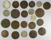 WORLDWIDE: LOT of 22 coins, including several interesting coins of bronze and silver from Sweden, with many interesting types in better than average g...
