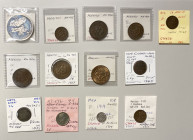 WORLDWIDE: LOT of 13 coins, including Kyrgyzstan (1 pc), Mexico (9), and Netherlands East Indies (3, including Java 1765 duit); average circulated gra...