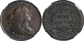 1851 Braided Hair Half Cent. C-1, the only known dies. Rarity-1. AU-55  (PCGS).