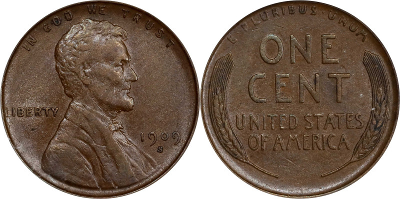 1909-S Lincoln Cent. EF-45 (PCGS).
PCGS# 2432. NGC ID: 22B4.

Estimate: $125