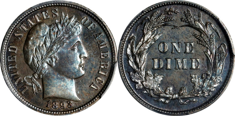 1893 Barber Dime. Proof-64 (PCGS).
PCGS# 4877. NGC ID: 23G4.

Estimate: $1300