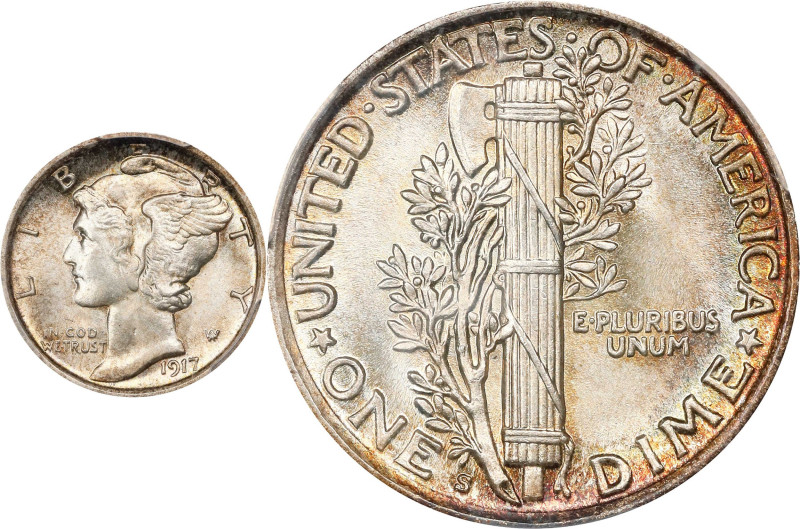 1917-S Mercury Dime. MS-64 FB (PCGS).
PCGS# 4915. NGC ID: 23H4.

Estimate: $4...