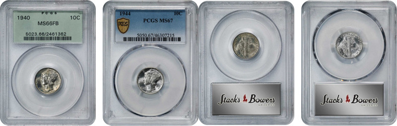 Lot of (2) 1940s Mercury Dimes. (PCGS).
Included are: 1940 MS-66 FB OGH; and 19...