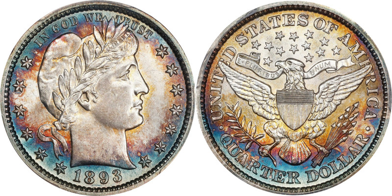 1893 Barber Quarter. MS-64 (PCGS).
PCGS# 5604. NGC ID: 23XW.

Estimate: $550