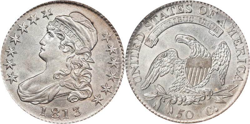 1813 Capped Bust Half Dollar. O-101. Rarity-1. Die State 101.1. 50 C./UNI. AU-55...