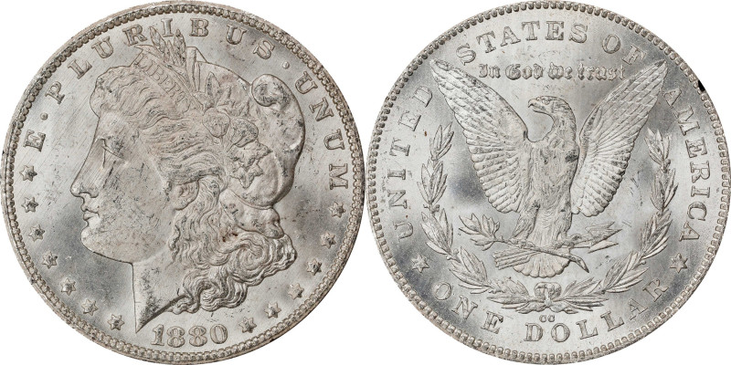 1880-CC GSA Morgan Silver Dollar. MS-64 (NGC).
The original box and card are no...