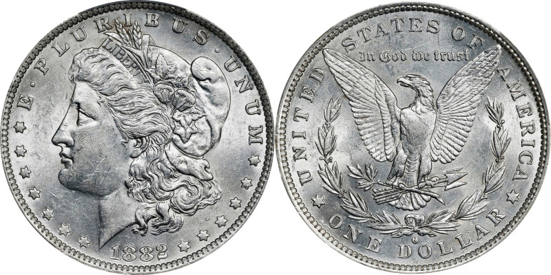 1882-O/S Morgan Silver Dollar. VAM-3. Top 100 Variety. Strong, O/S Flush. AU-58 ...