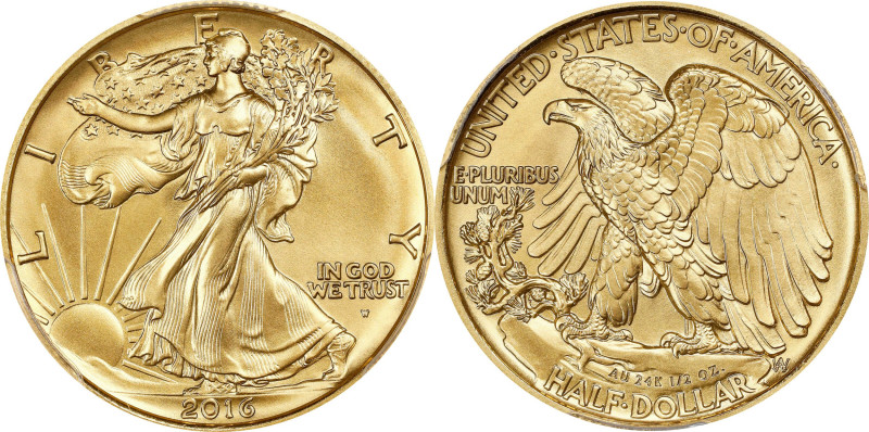 2016-W 100th Anniversary Walking Liberty Half Dollar. Gold. First Strike. Specim...