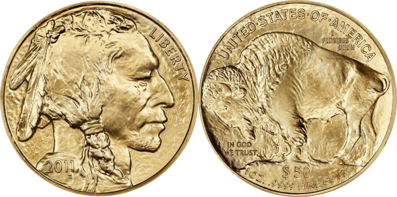 2011 One-Ounce Gold Buffalo. First Strike. 5th Anniversary. MS-70 (PCGS). Americ...