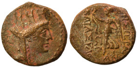 SYRIA, Seleucis and Pieria. Apameia. Circa 1st century BC. Ae (bronze, 4.41 g, 17 mm). Turreted and veiled head of Tyche right. Rev. Athena, standing ...