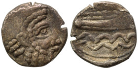 PHOENICIA. Arados. Uncertain king. Circa 400-384 BC. 1/16 Shekel (silver, 0.56 g, 9 mm). Laureate head of Ba'al-Arwad right. Rev. Galley right, above ...