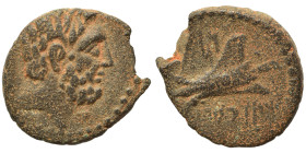 PHOENICIA. Arados. Circa 137-51 BC. Ae (bronze, 2.85 g, 16 mm). Laureate head of Zeus right. Rev. Prow left; Phoenician letters above, date below. HGC...