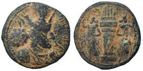 SASANIAN KINGS. Shahpur I the Great, 240-272. Tetradrachm (bronze, 12.32 g, 26 mm). Uncertain mint. Bust of Shahpur I right, wearing diadem and mural ...