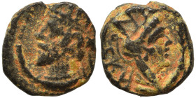 KINGS of PARTHIA. Vologases IV, circa 147-191. Dichalkon (bronze, 1.20 g, 10 mm), Seleukeia on the Tigris.Diademed bust of Vologases IV to left, weari...