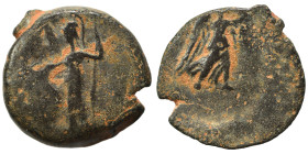 Greek. Ae (bronze, 5.00 g, 18 mm). Athena standing left. Rev. Nike advancing right. Nearly very fine.
