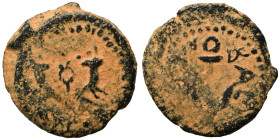 JUDAEA. Herodians. Herod I, 40-4 BC. Prutah (bronze, 1.76 g, 16 mm), Jerusalem. Anchor. Rev. Double cornucopiae; caduceus between, pellets above. Mesh...