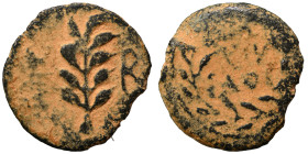 JUDAEA. Procurators. Valerius Gratus, 15-26. Prutah (bronze, 1.41 g, 17 mm), Jerusalem. IOY/ΛIA within wreath. Rev. palm frond; L B (date) flanking. H...