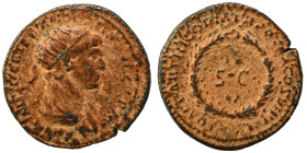 Trajan, 98-117. Semis (bronze, 4.02 g, 19 mm), Rome, for use in Syria. IMP CAES NER TRAIANO OPTIMO AVG GERM Radiate bust of Trajan to right, with slig...