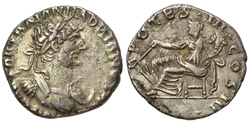 Hadrian, 117-138. Denarius (silver, 3.19 g, 17 mm), Antioch. IMP CAESAR TRAIAN H...